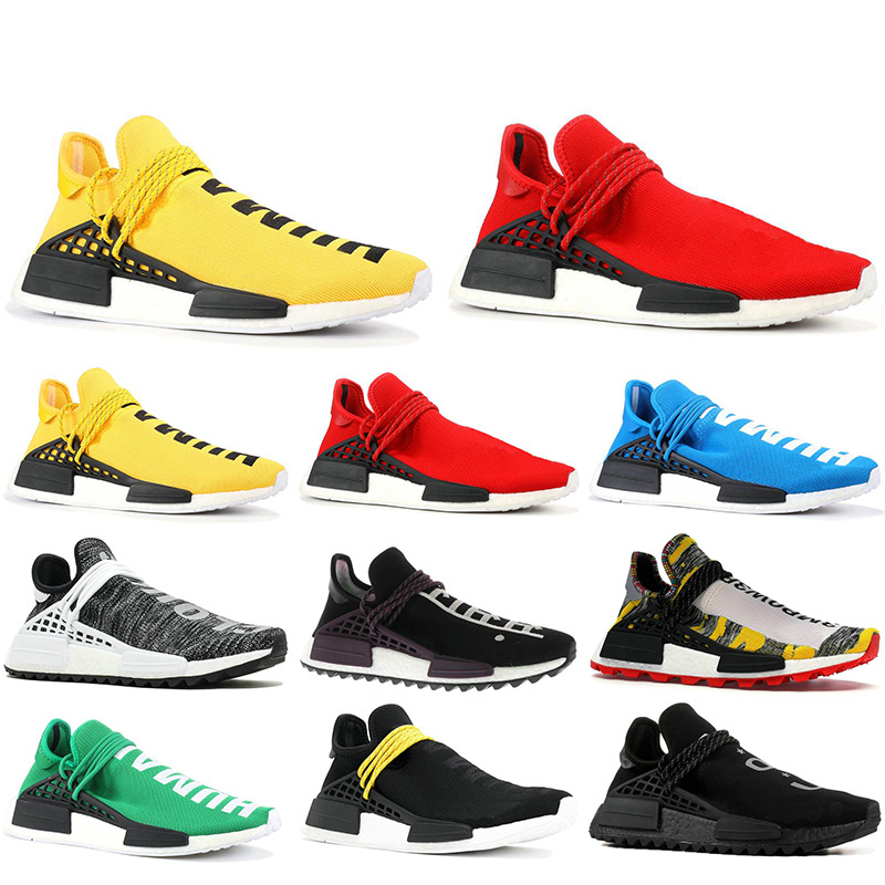 

Big Size 13 Human Race Top Quality Mens Running Shoes Pharrell Williams Sample Yellow Noble Core Triple Black White Women Designer Sport Sneakers, 13 sun glow