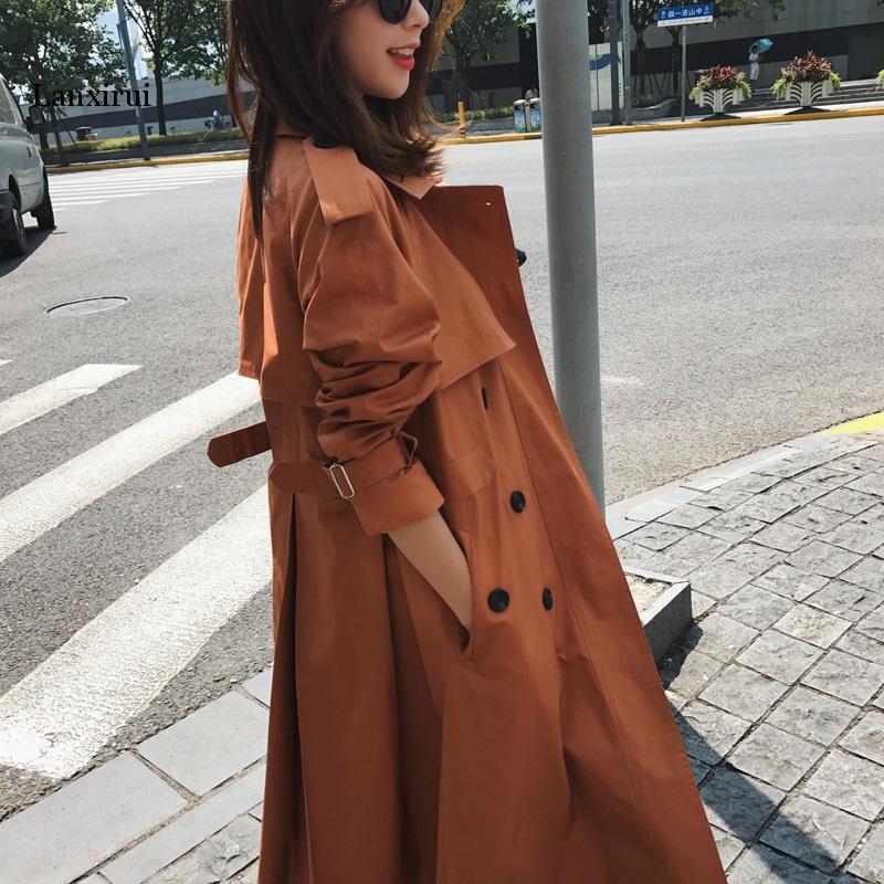 

Real Photo Cloak Dust Coat Spring Women's Clothes Trench Coat Stylish Double Breasted Long Windbreakers Slim Waist Outerwear, Khaki