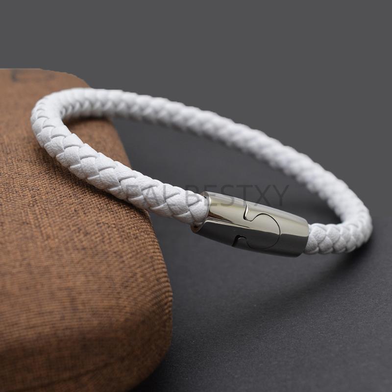

5pcs/lot engrave white leather bracelet men bangles fashion charm bracelet white leather bangle for men and women gifts