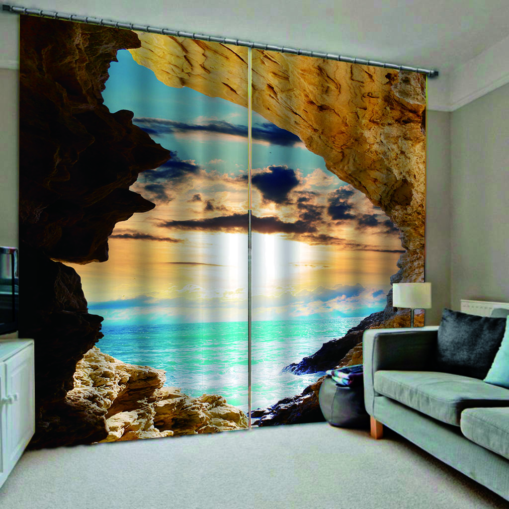 

Custom any size photo lake Scenic cave curtains 3d curtains new window balcony thickened windshield blackout curtains