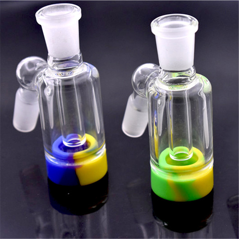 

Top Thick Glass Ash Catcher Bowls with Male 14mm 18mm Joint Bubbler Glass Perc Ashcatcher Bong Ash Catcher with Silicone Container