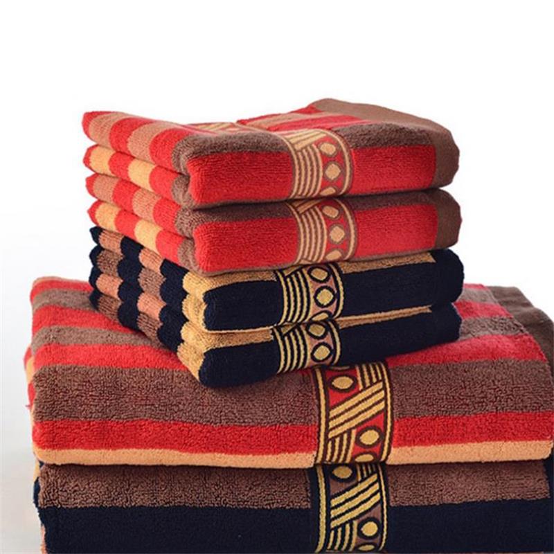 

luxurious Egyptian cotton towel striped textile gift towels hand face hair cloth red blue man towels 34 * 76cm 2pcs/lot, As picture