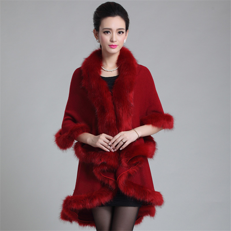 

2019 Autumn Winter Womens Long Faux Fur Coat Jacket Plus Size Loose Black Fur Shawl Fashion Warm Female Cloak Knitted Cardigan, Beige