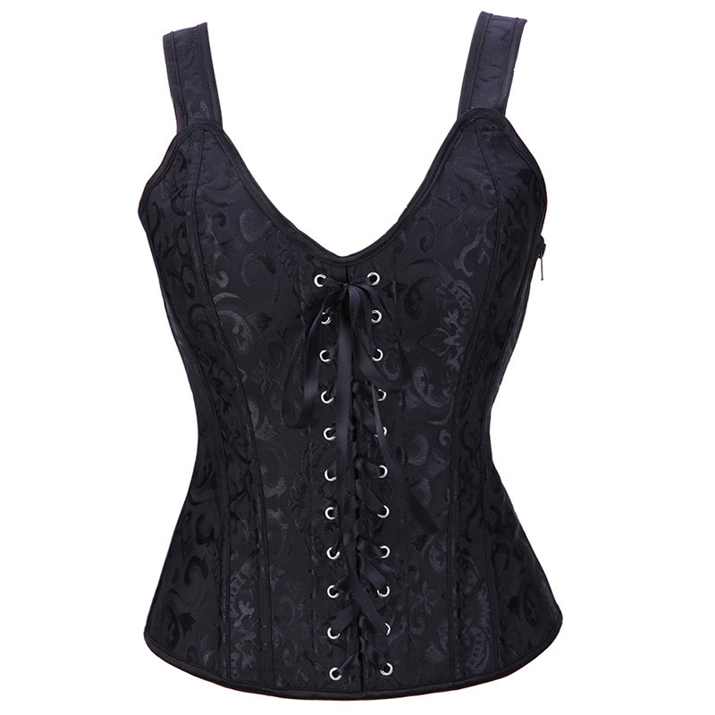 

Steampunk Corset Bustier with Cup Side Zipper Overbust Waist Trainer Lingerie Plus Size -6XL, White