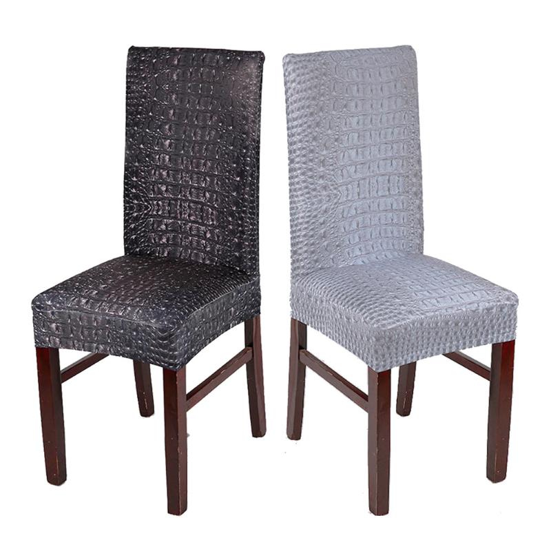 

4pcs/lot Black Beige Grey Printed Crocodile Skin Elastic Stretch Spandex Lycra Office Home Dinner Chair Covers Removable
