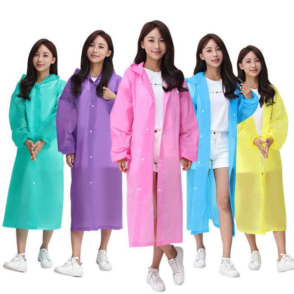 New Reusable Eva Women Man Kid Raincoat Thickened Waterproof Rain Poncho Coat Adults Clear Transparent Camping Hooded Rain Suit Qfwyt