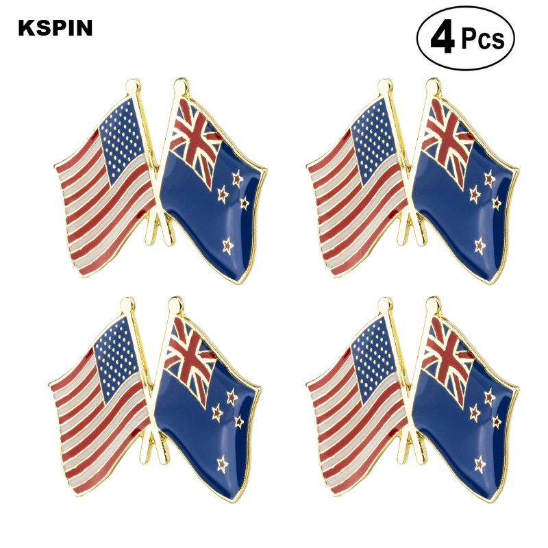 

U.S.A & New Zealand Friendship Flag Pin Lapel Pin Badge Brooch Icons 4PC