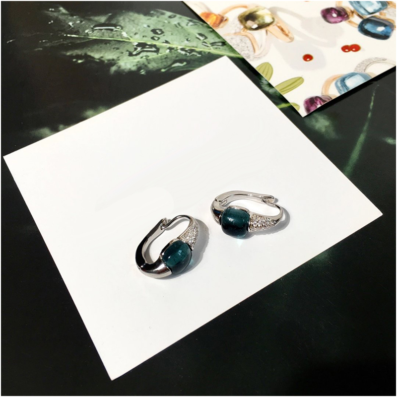 

Personalized Fashion Colored Diamond Earrings for Women Silver HOOP Earrings Luxury Designer Jewelry Women with Stamp with Box Free Shipping, White