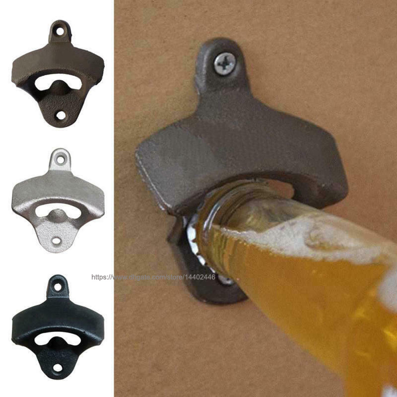 

50pcs Wall Mounted Vintage Antique Bottle Beer Opener Hanging Wall Hook Beer Openers Mount Copper Cap Metal Retro with screws