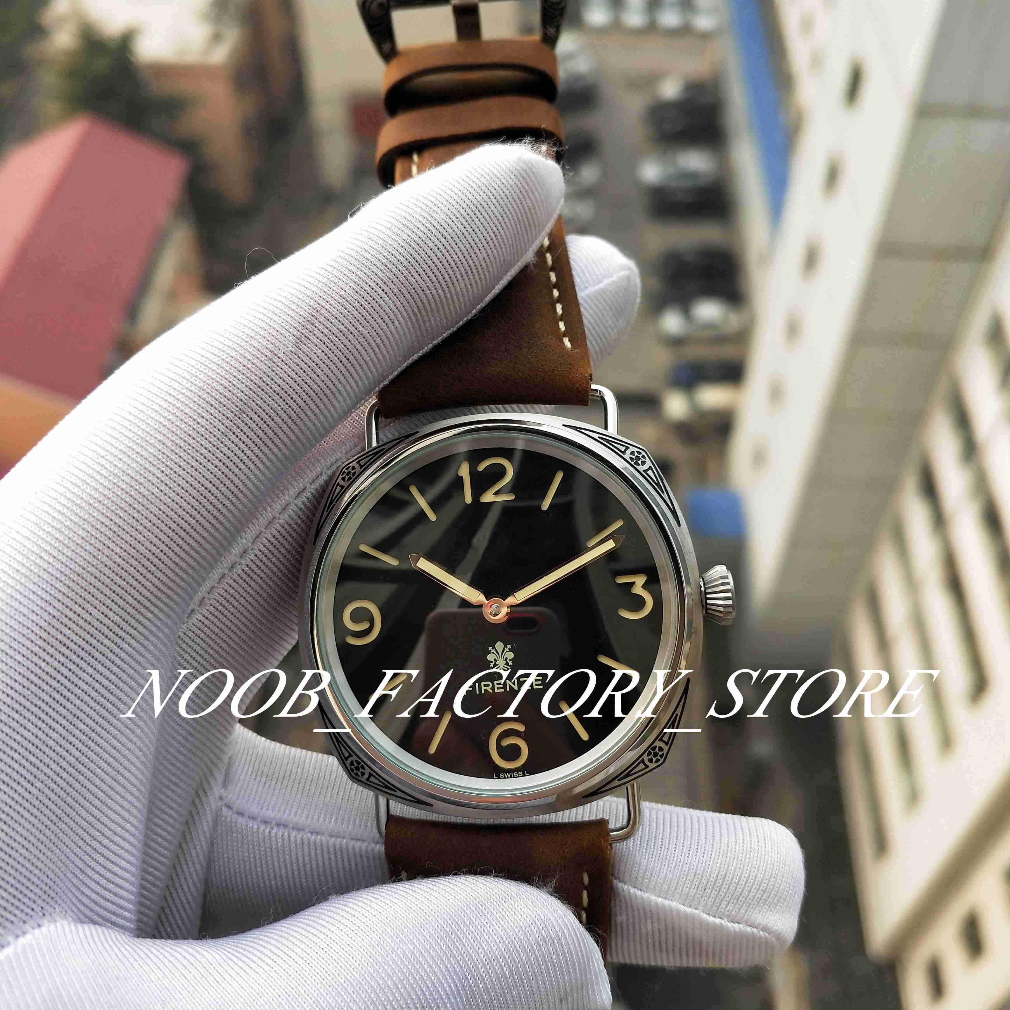 

New Shoot WATCH 44mm Engraving Super P 3000 Mechanical Hand-Winding Movement Fashion Mens Watches with Origina Box Strap, 01