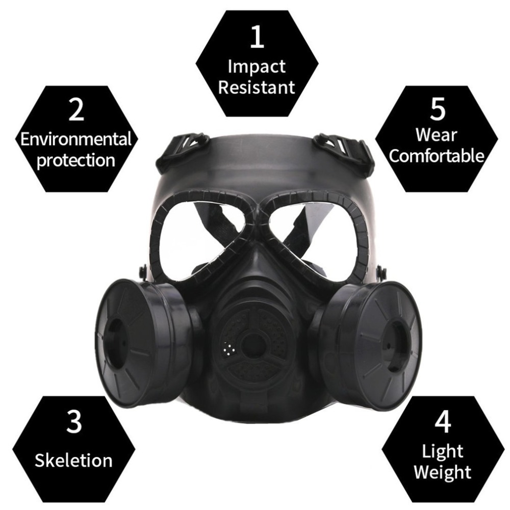 

2020 new style Gas Mask Breathing Mask Creative Stage Performance Prop for CS Field Equipment Cosplay Protection Halloween Evil, Black