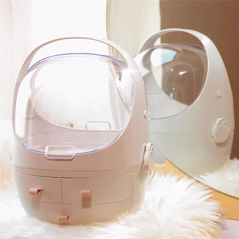 

Multi-Functional Space Makeup Organizer Box Desktop Plastic Display Cosmetic Storage Case With Drawers And Dustproof