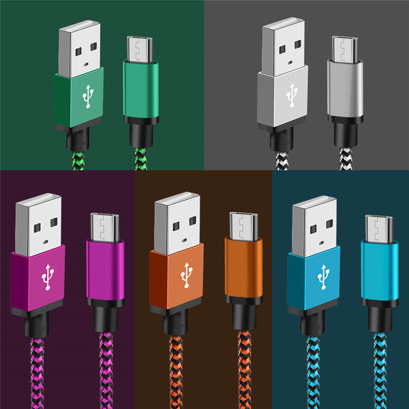 

Cell Phone Cables USB 1M 2M 3m Nylon Braided Fast Charging Data Cord For Samsung Huawei Xiaomi Android, Mix color