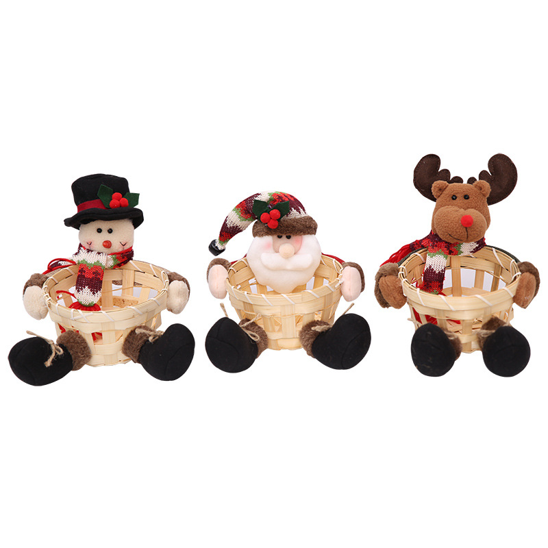 

Christmas Candy Storage Basket Merry Christmas Party Santa Claus Snowman Reindeer Gift Box Decoration