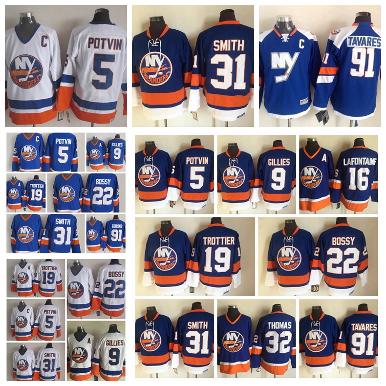 

Fashion Retro New York Islanders Jerseys Pat LaFontaine Billy Smith Clark Gillies Bryan Trottier Blue Mens Stitched Throwback Hockey Jerseys, White