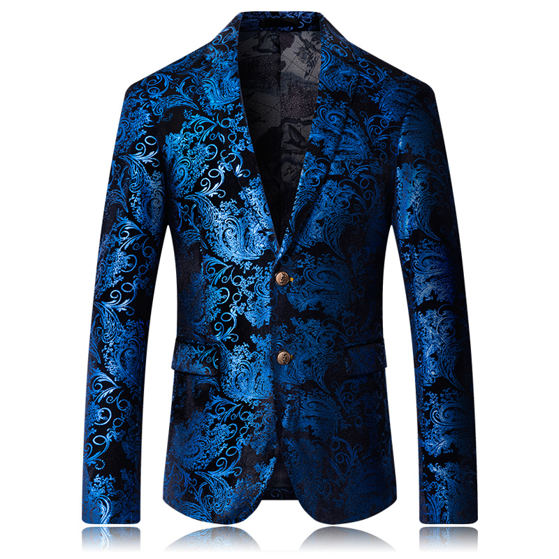 Mens fashion Dance Blazer Coats 2019 Male pattern Business affairs Wedding Stage Long sleeve Suit Jackets Slim coat M-5XL-image-450925444