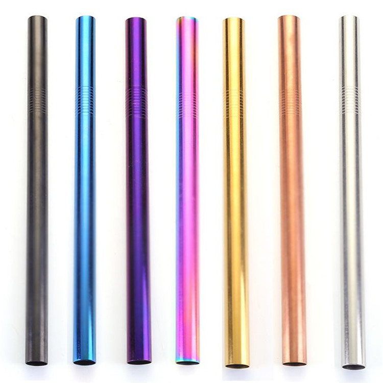 

12MM Bubble Tea Straw Smoothie Straw Colorful Milky Tea Drink Straw 304 Stainless Steel Eco Friendly