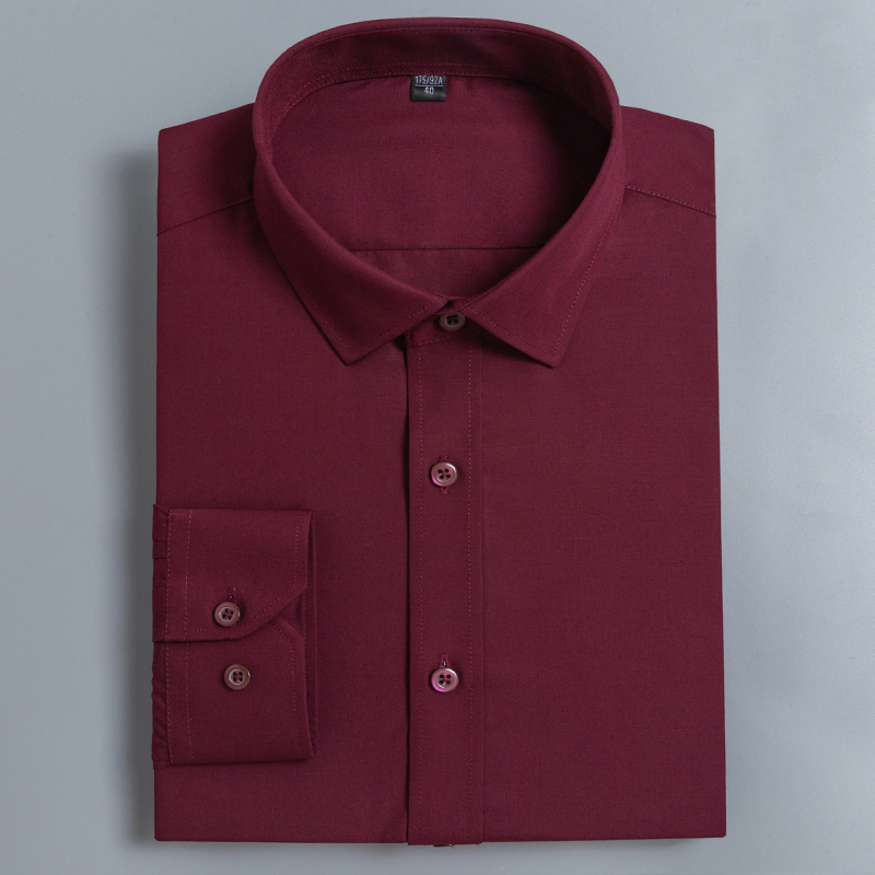 

2020 Spring Long Sleeve Mens Dress Shirts Without Chest Pocket Square Collar Male Casual Business Formal Shirt, 1030-13