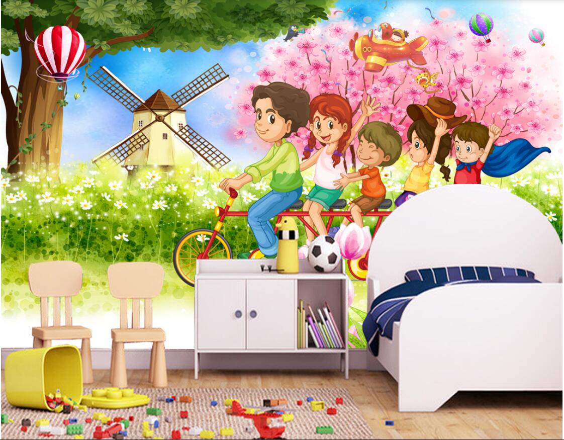 

3d room wallpaper cloth custom photo Aesthetic cartoon children's room children's dream wallpaper for walls 3 d print fabric wall covering, Picture shows