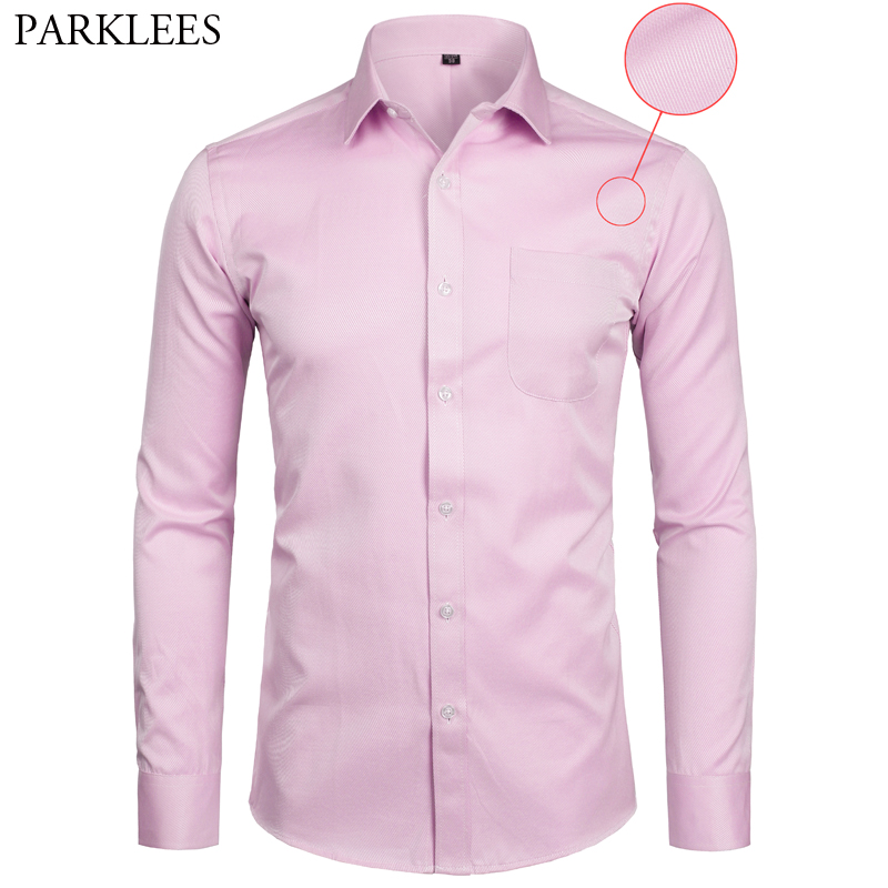 

Men's Long Sleeve Dress Shirt Solid Slim Fit Casual Business Formal Shirt with Pocket Chemise Pink Plus Size 4XL 5XL 6XL 7XL 8XL, Pink striped