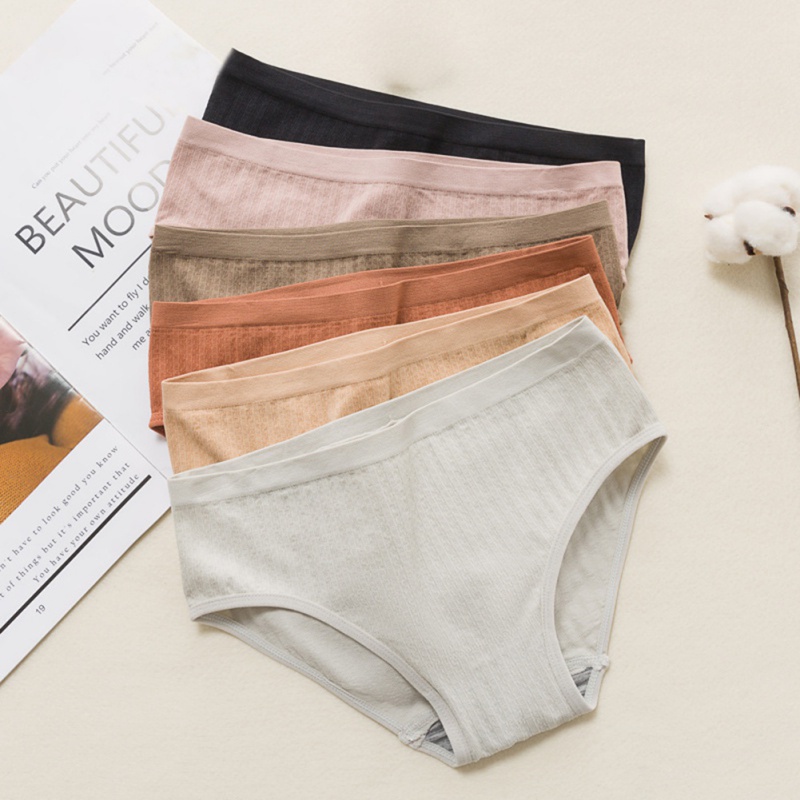 

Sexy Panties For Women Girls Underwear Cotton Panty New Solid Color Elasticity Comfortable Mid-Rise Lingerie Panties