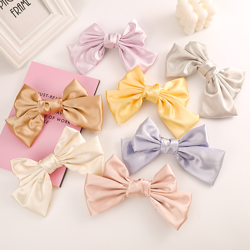

Soft Fabric Solid Color Bowknot Hairpins For Children 7 Colors Tie Knot Hair Clip Kids Bezel For Hair Girl Accessories