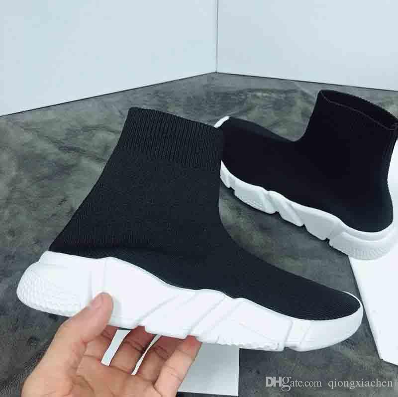 

Fashion Baby Kids Socks Boots Children Athletic Shoes Slip-On Casual Flats Shoes Speed Trainer Boy Girl High-Top Running Shoes All Black, Pic 1