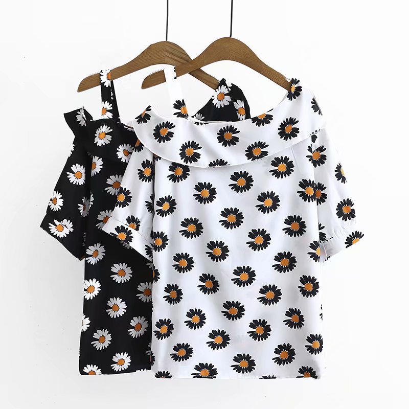 

2020 New Fashion Brand Oversize Plus Size Shirt Skew Collar Print Casual Short, Black