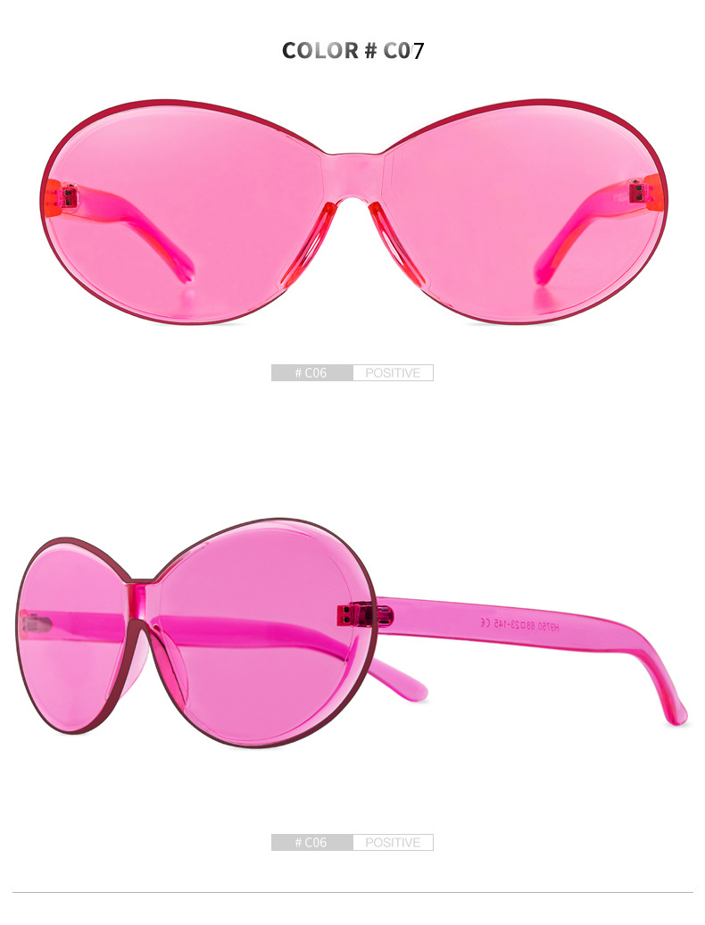 

Oval Shape Sunglasses Women Rimless Frame Tint Clear Lens Colorful Sun Glasses Outdoor Eyewear 7 colors 9750