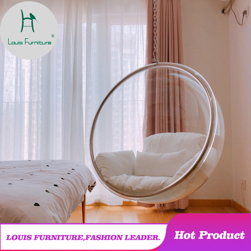 

Louis fashion Patio Swings Net red space bubble vibrating transparent swing indoor cradle creative balcony glass basket wicker