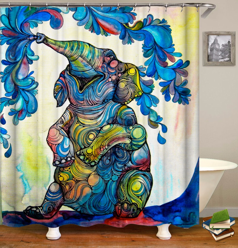 12 Hooks 180x180cm Sitting Buddha Waterproof Shower Curtain