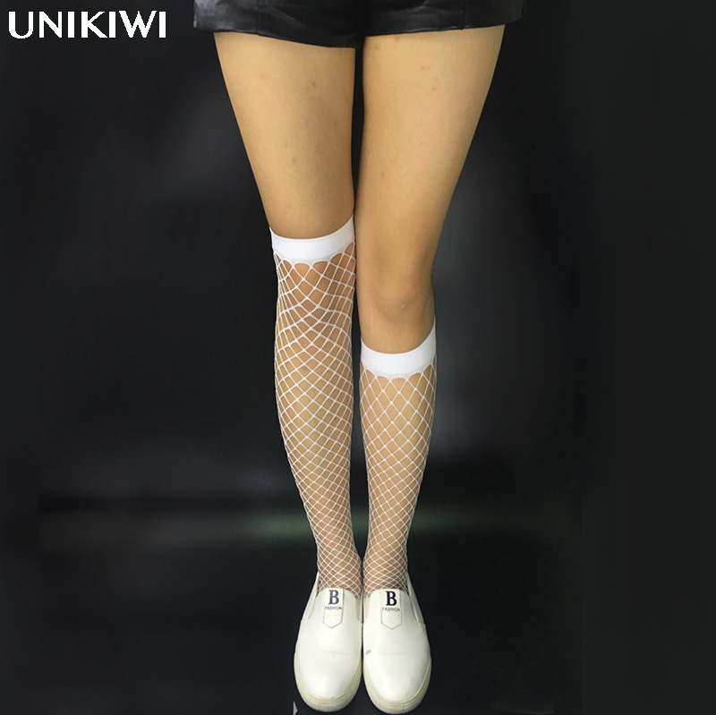 

1 Pair.Chic Women's Harajuku White Breathable Knee Length Mid Calf Fishnet Socks.Sexy Hollow out Nets Socks Ladies Mesh Sox, Black