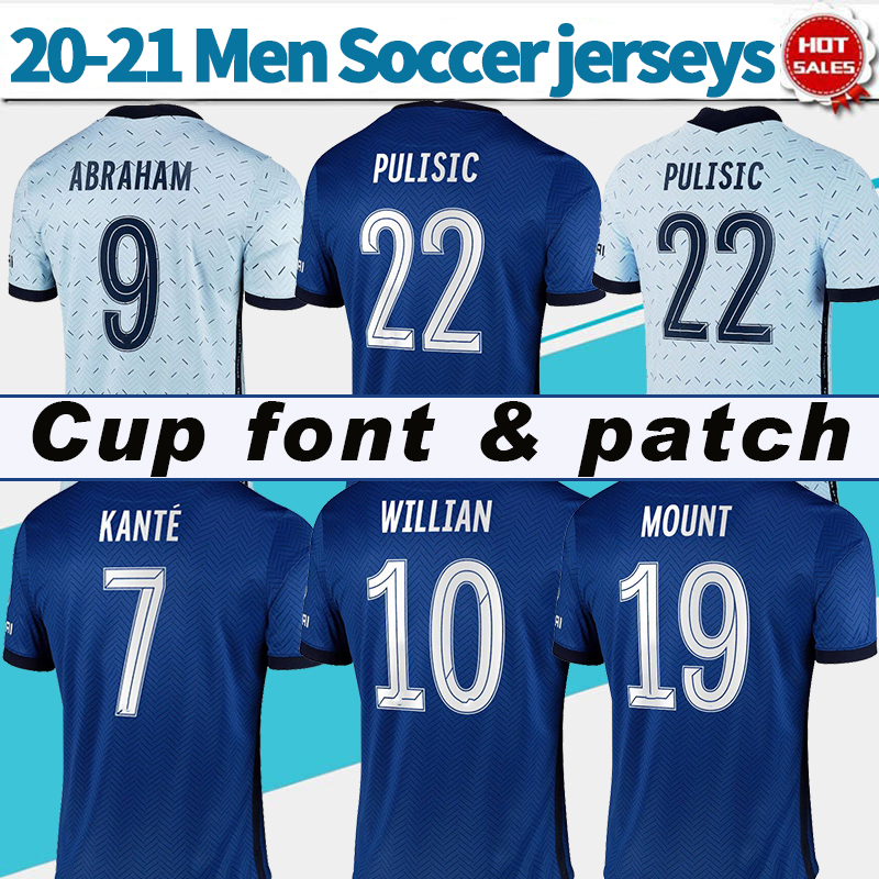 

CL Version #22 PULISIC soccer jersey cup font home 20/21 Men soccer shirts away #9 ABRAHAM #19 MOUNT #7 KANTE customized Football uniforms, No name no number