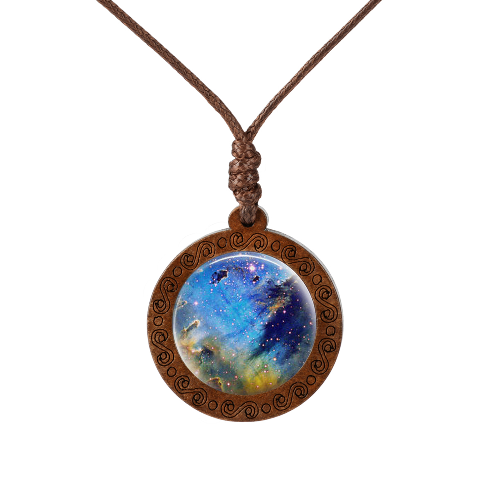 

Glass Cabochon, Chain, Vintage Necklace, Statement Necklaces, Novelty, Wood Nebula Pendant Necklace, Fashion Women Jewelry, Gift