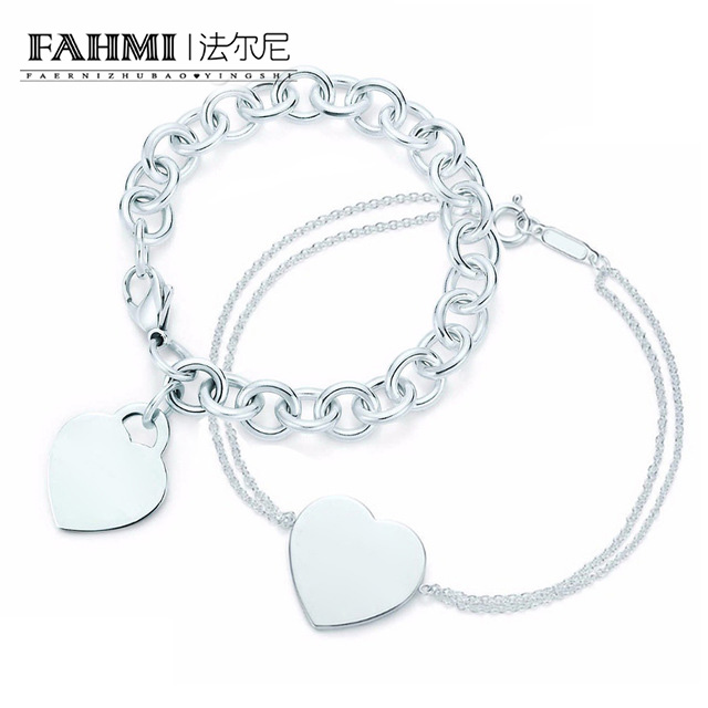 

FAHMI Charm for Gifts 925 Sterling Silver Heart Shaped Women's Elegant Tif Bracelet Lock Tif Bracelet Silverware Matching World