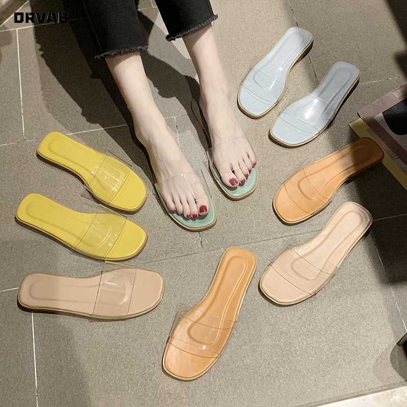 

Women Sandals Classic Fashion Clear Shoes Woman Sexy Slim Flat Sandals Summer Slip-On Sandalias Mujer 2020 New Transparent Heels, Blue