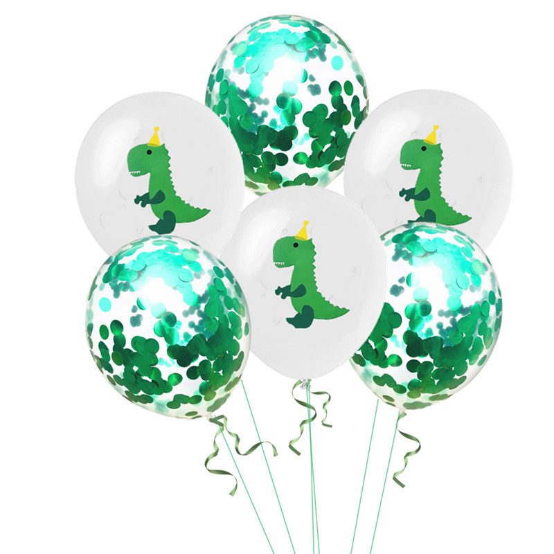 

INS Happy Birthday Balloon Decoration Polka Dots Paillette Dinosaur Design Latex Balloon Festival Party Balloon, As picture