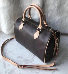 

Hot Sell Women messenger bag Classic Style Fashion bags women bag Shoulder Bags Lady Totes handbags Speedy 30cm Dust Bag + Lock 88688, Brown