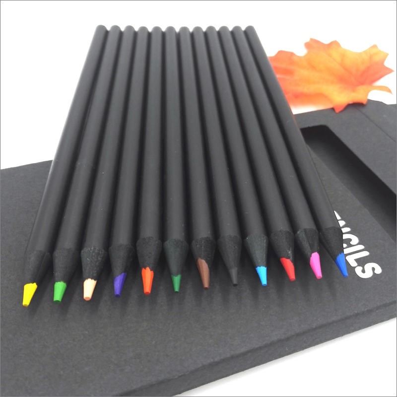 2020 Black Wood Color Pencil Packaging 12 Different Colours