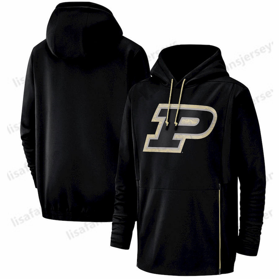 

Men Purdue Boilermakers Sweatshirt Champ Drive Salute to Service Sideline Therma Performance NCAA Printed Black Pullover Hoodies, As pics