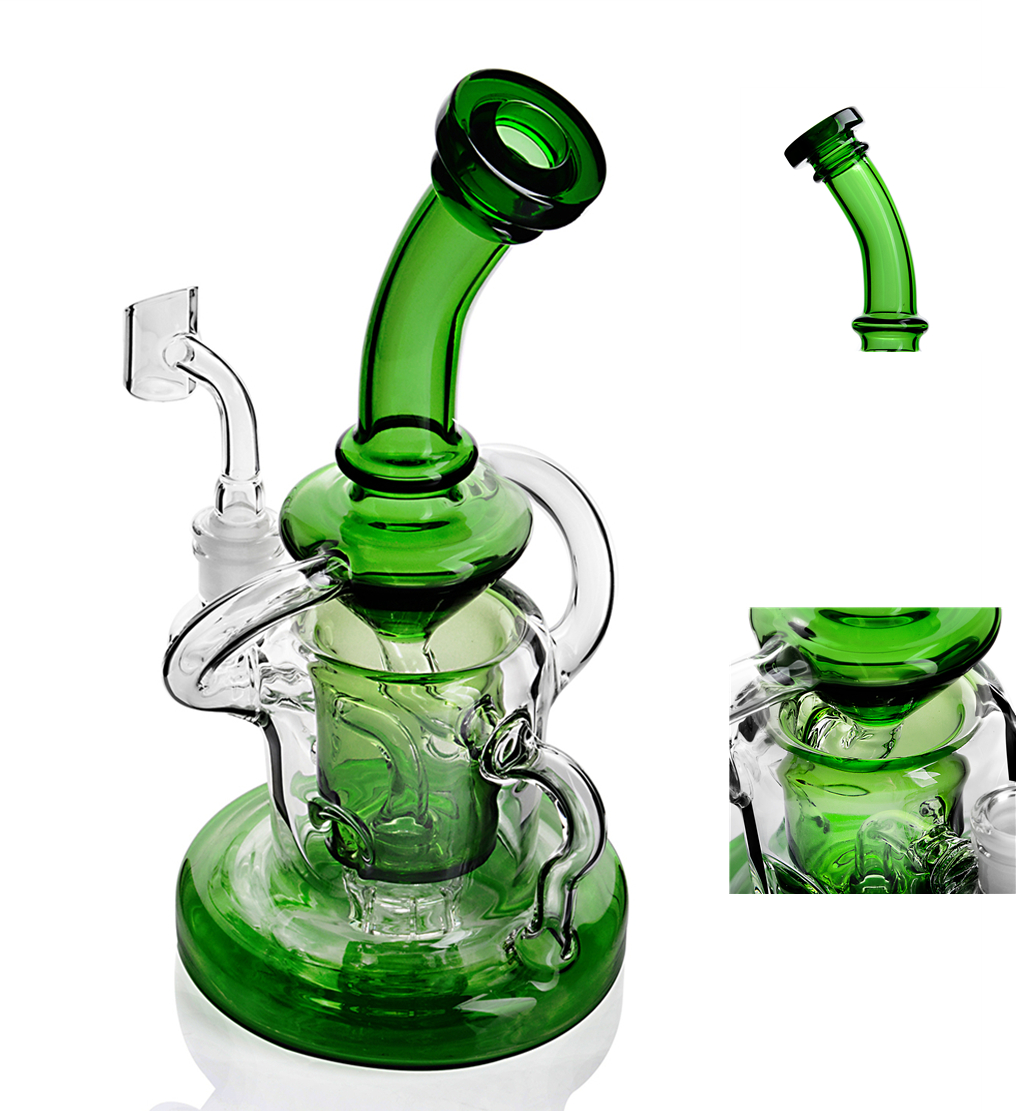 

8.6" green 14mm joint Heady Glass Water Pipes Thick Beaker Bong Percolators Bongs recycler perc Dab Oil Rigs banger Bubbler Smoking Pipe