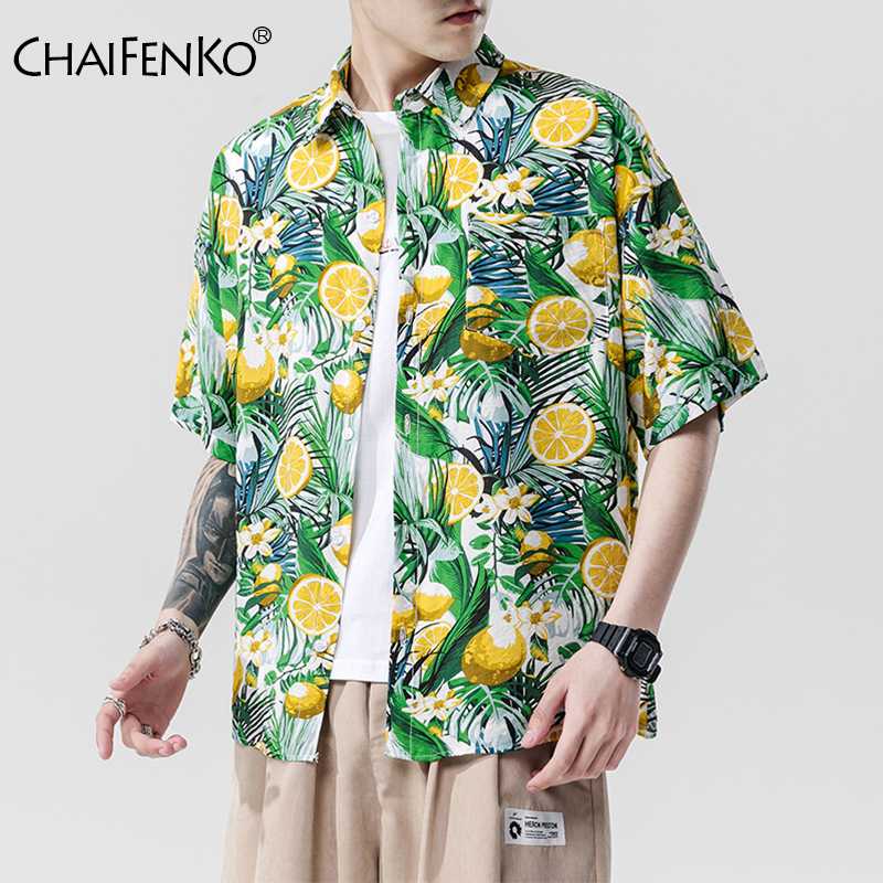 

CHAIFENKO 2020 New Hot Summer Fashion Floral Loose Short Sleeve Men Shirts Holiday Beach Hawaiian Leisure Plus Size Shirts Men, C3023