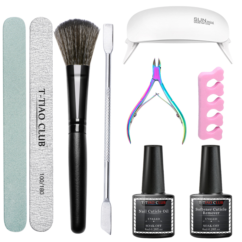 

9 Pcs/set Manicure Set Gel Nail Polish Kit Cuticle Nipper With UV/LED Lamp Softener Cuticle Remover Nail Care Tools Set Manicure