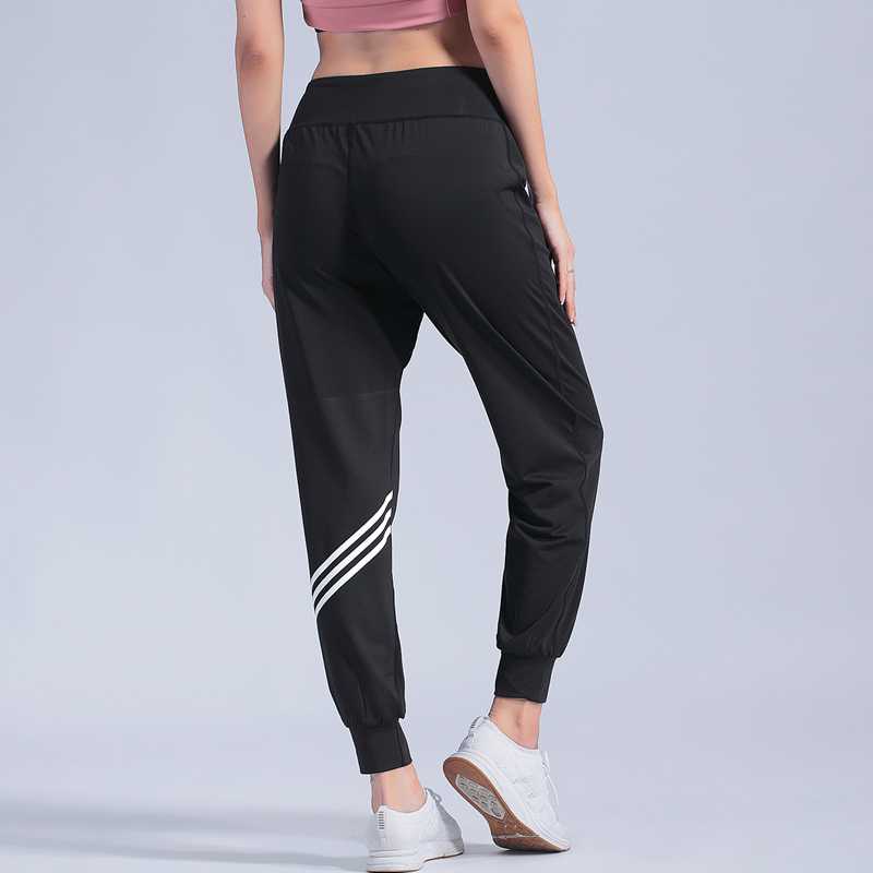 

Black Sweatpants Women Hiphop Dance Pants Loose Leisure Trousers For Ladies Striped Elastic yoga Female Sports Running Pants, W19c pants