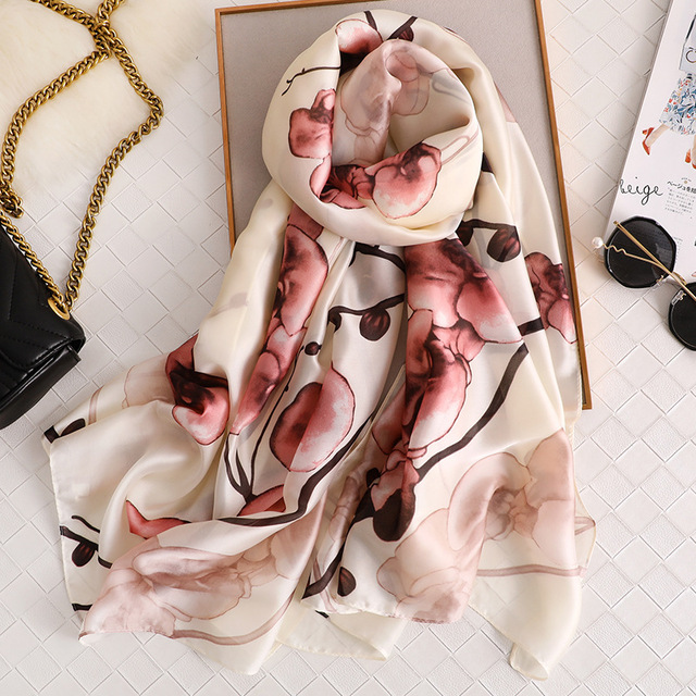 

2020 Spring New Scarves luxury Designer Printed Silk Feeling female beach stole bandana Women scarf Beach Shawl HIjabs, Blue;gray