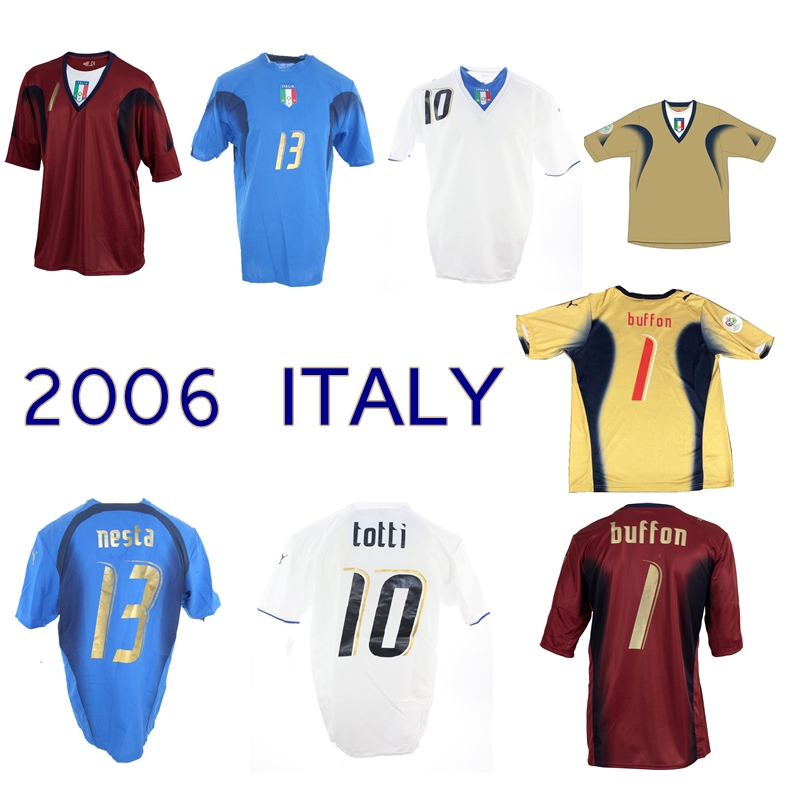 

2006 Italy retro soccer jersey home away goalkeeper BUFFON Cannavaro Totti Del Piero Nesta Inzaghi Pirlo Materazzi vintage football shirt, Away jersey