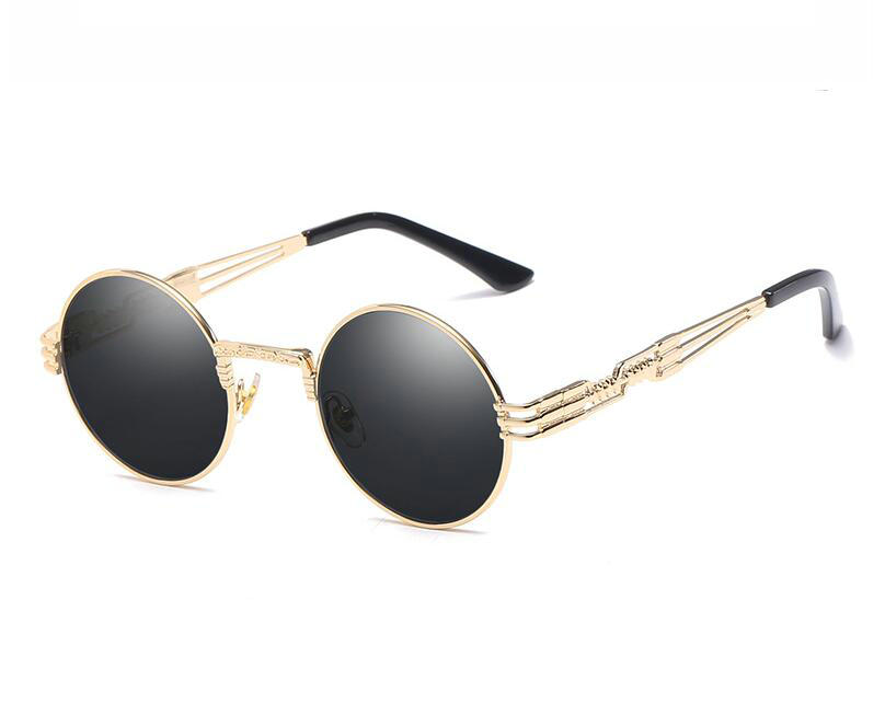 

Hot Sale Men Women Fashion Sunglasses Punk Steam Metal Frame Shade Glasses Gray Lens Summer Outdoor Ocean Beach Wind Eyewear With Box