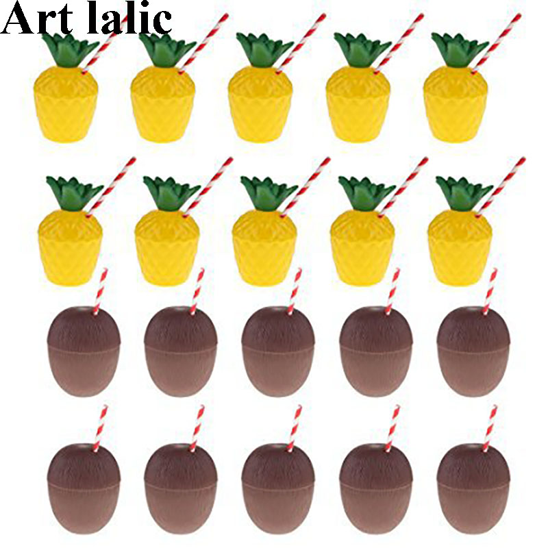 

12Pcs/Lot Plastic Pineapple Coconut Drinking Cup Fruit Shape Juice Party Cups Hawaii Luau Birthday Summer Beach Pool Party Decor