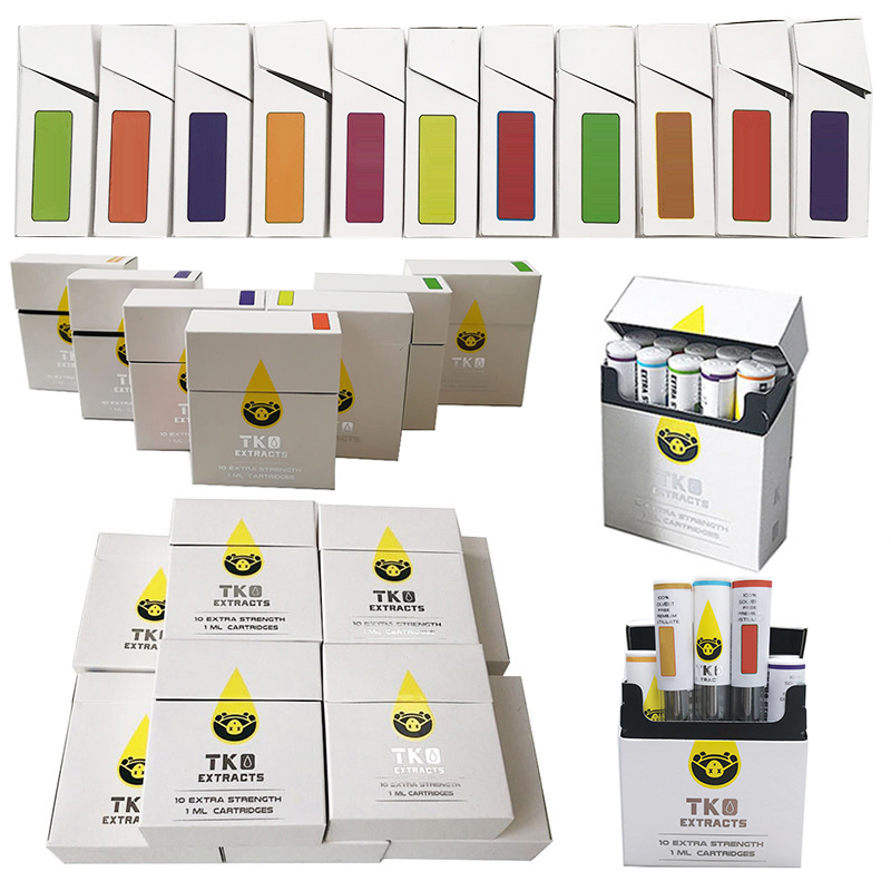 

TKO Extracts Vape Cartridges Packaging 0.8ml 1.0ml Atomizers White Black Tip Dab Pen Wax Vaporizer Thick Oil Vapes Carts 510 Thread