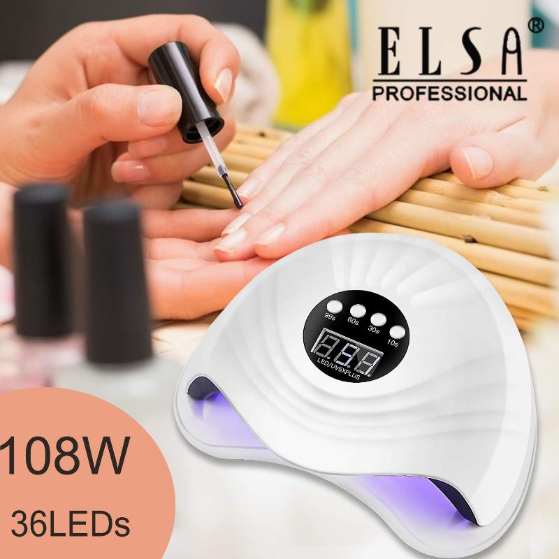 

SUN5xplus 108W UV Lamp Double light Nail Dryer LCD Display 36pcs LED Nail Lamp For manicure All Gel Polish Auto Sensor Timer, White nail lamp